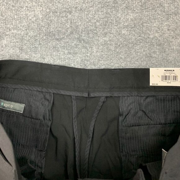 Apt. 9 Dress Pant Mens 36 Black Flat Front High Rise Rayon Blend Stretch Travel - Picture 5 of 16